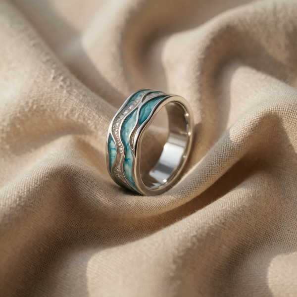 Turkis Seasilver Bølge Ring