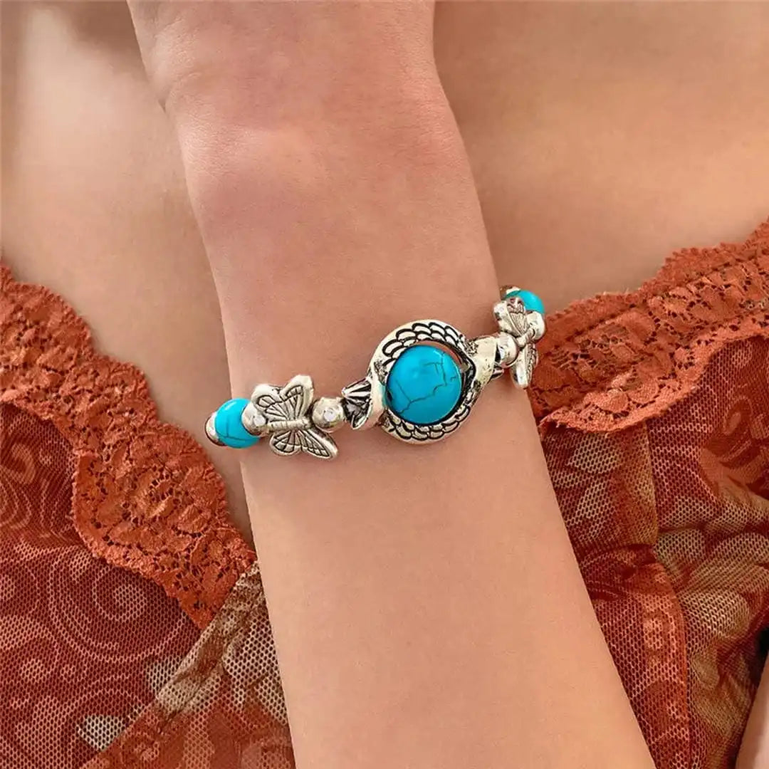 Aqua Antique Sølv Turkis Armbånd