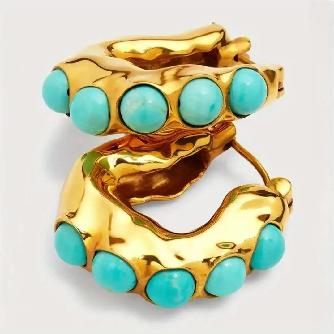 Store turkisstensskulpturerede hoops